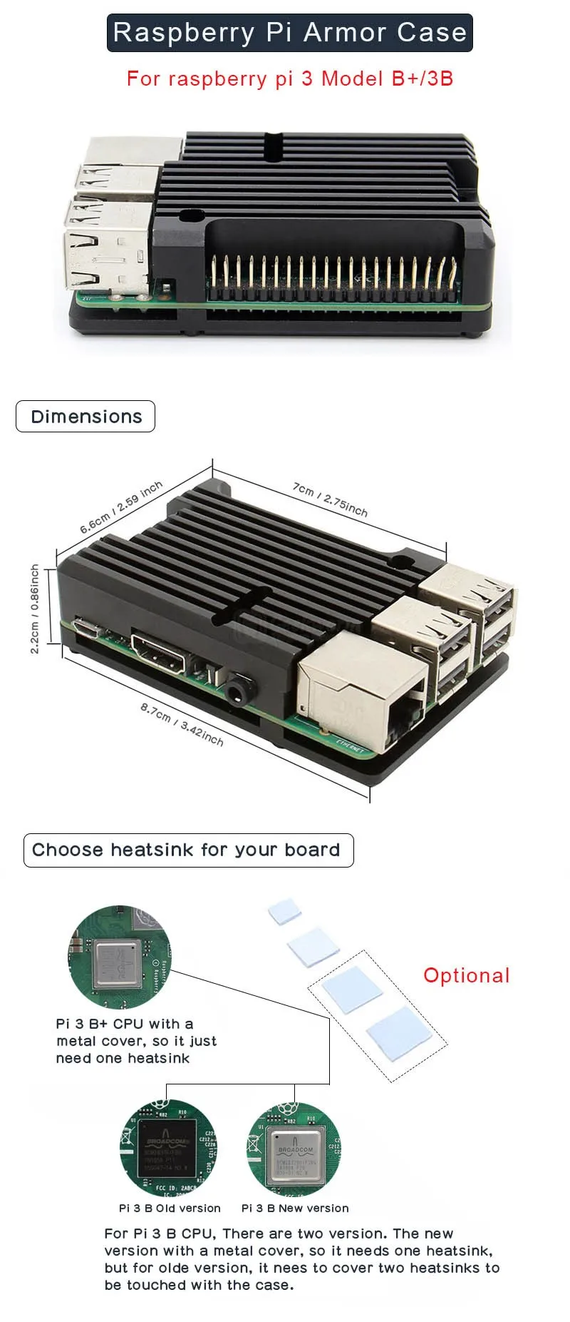 Raspberry Pi защитный чехол/Raspberry Pi металлический чехол пассивное охлаждение/корпус рассеивания тепла для Raspberry Pi 4 Модель B/3B+/3B
