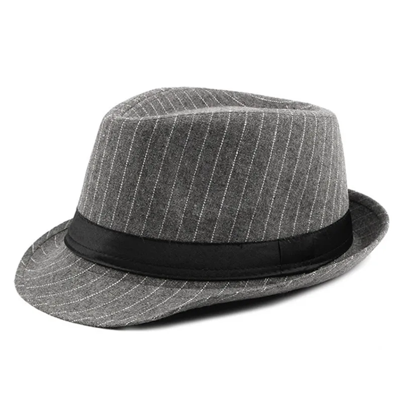 

XdanqinX 2019 Autumn Winter New British Fashion Men's Fedoras Noble Jazz Hat European American Style Casual Wild Striped Dad Cap