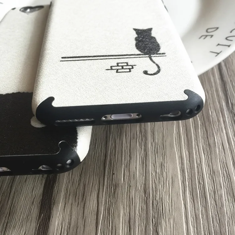 Модный чехол для телефона Love black cat черный Жесткий из поликарбоната с животными