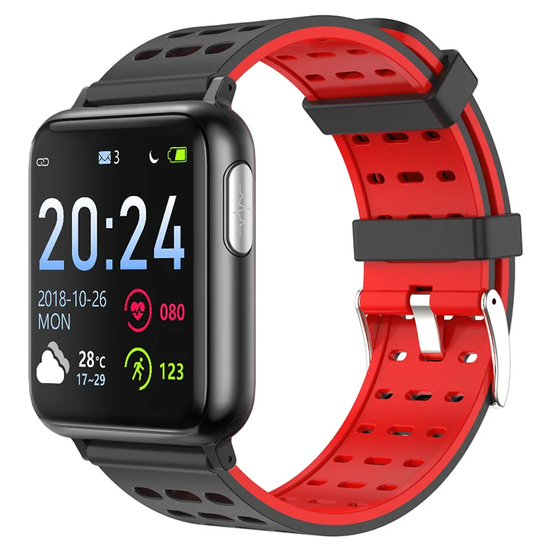 Black and red WATCH5 умные часы Bluetooth часы для измерения артериального давления пульсометр PPG ЭКГ часы Шагомер активности фитнес трекер здоровье умные часы - Цвет: Black and red