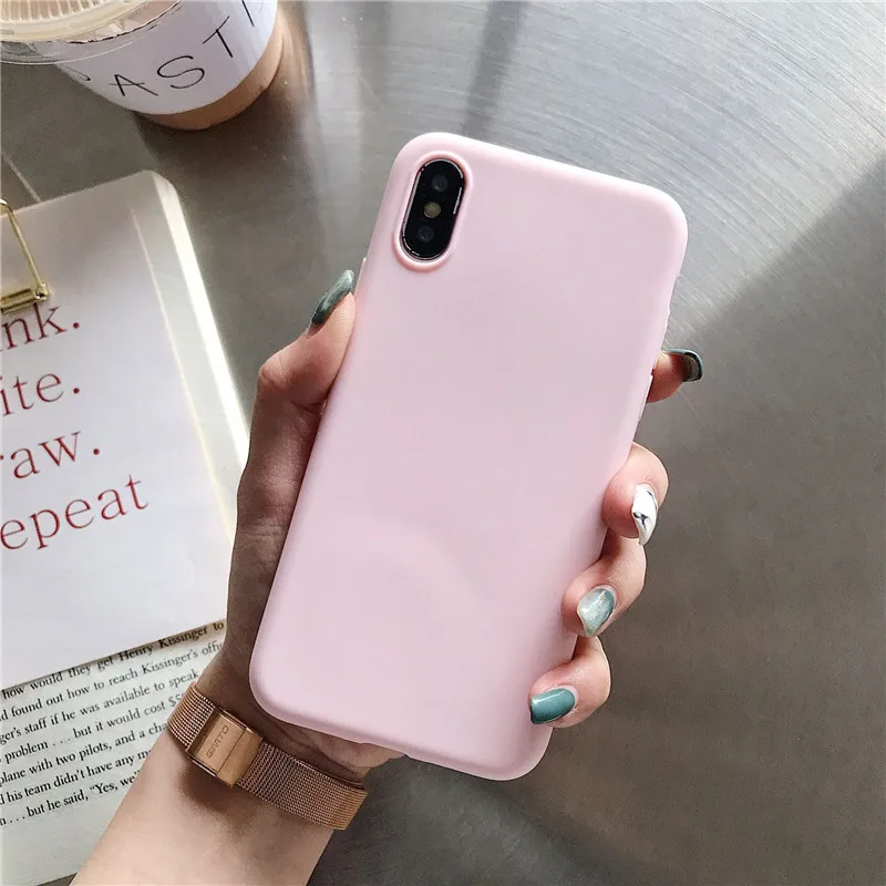 pink Яркий ТПУ чехол для телефона для iphone XS XR XS Max 6s 7 8 мягкий матовый Силиконовый противоударный чехол для iphone 5 5S SE 6 6s 7 8 Plus X Чехол - Цвет: pink