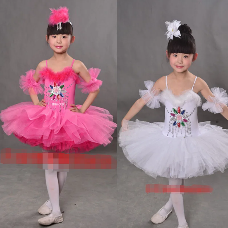 

White Girls Swan Lake Ballet tutu dance dress Costumes Kids Sequined Leotard Ballet Dancing Costume Ballroom Stage wear Outfits