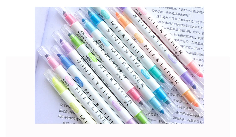 12 шт./лот, двойная головка, Mildliner, маркеры, пастельные маркеры, акварельные Флуоресцентные Ручки для рисования