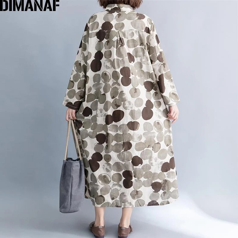 Dimanaf Женский Длинные платья Плюс Размеры Элегантные Дамы Винтаж Лен Vestidos Женская