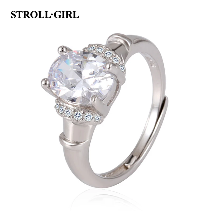 Strollgirl, Новое поступление, 925 пробы, серебряное кольцо с короной, ослепительное, AAA, циркон, свадебные кольца для женщин, обручальное, хорошее ювелирное изделие, подарок - Цвет основного камня: StrollGirlA5-JG257