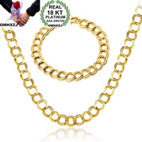 omhxzj wholesale personality fashion man party gift gold round circles chain 18kt gold braceletnecklace jewelry set se35