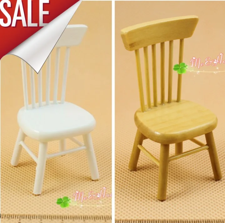 

MINI Doll house Mini furniture model Silk bamboo chair white / wood color two
