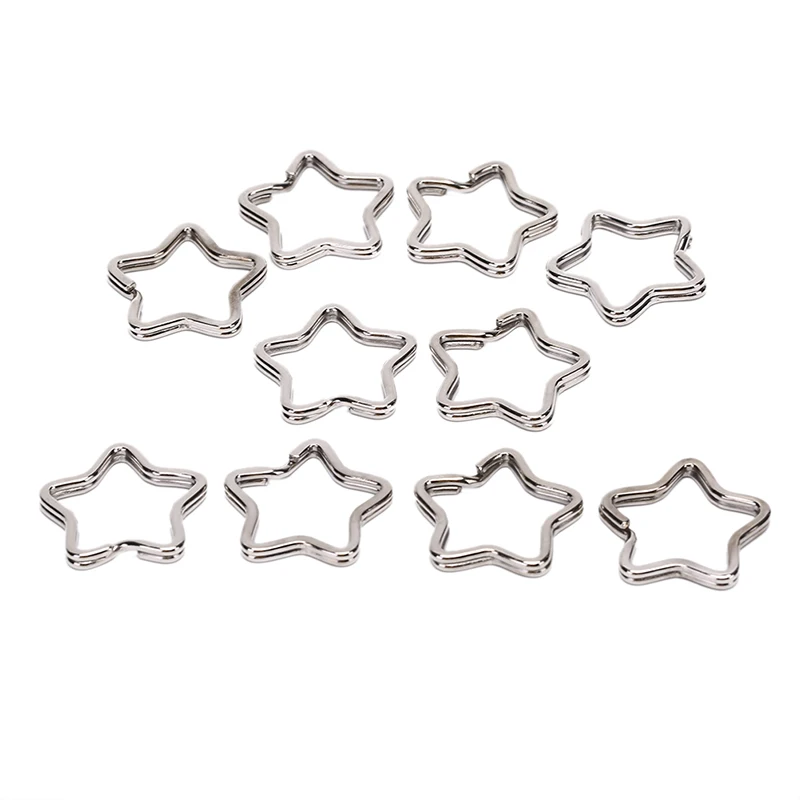 10 шт. полированный серебряный брелок в виде звезды разделенное кольцо брелоки DIY