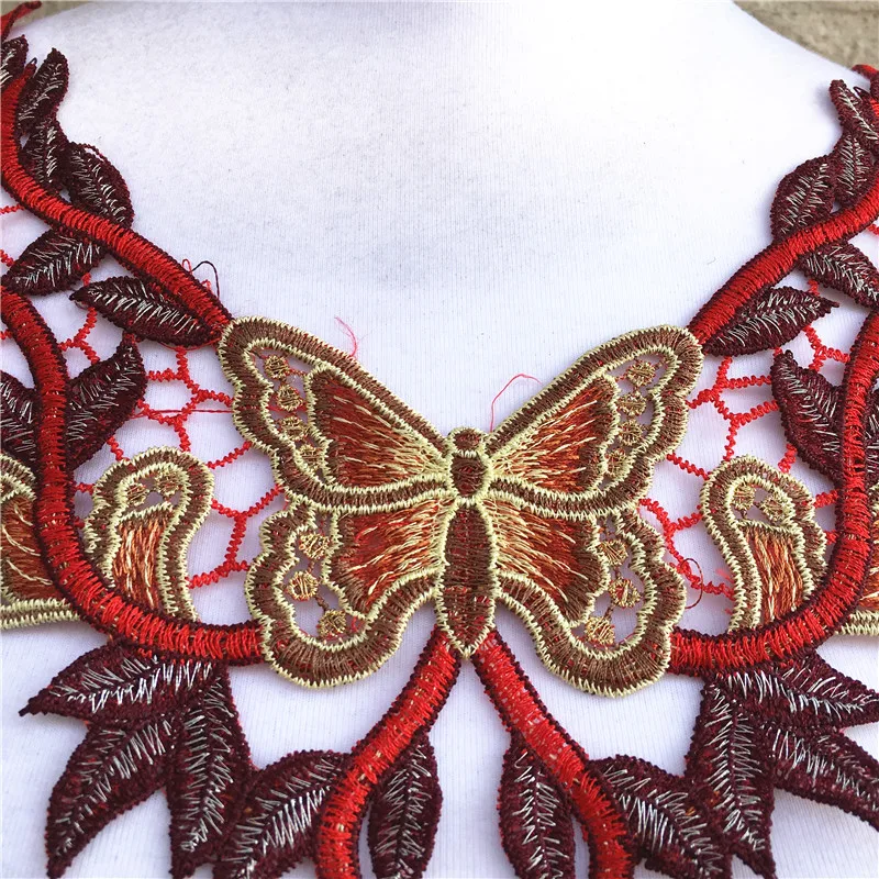 1 шт. бабочка венецианская кружевная шея воротник тканевая аппликация для платья