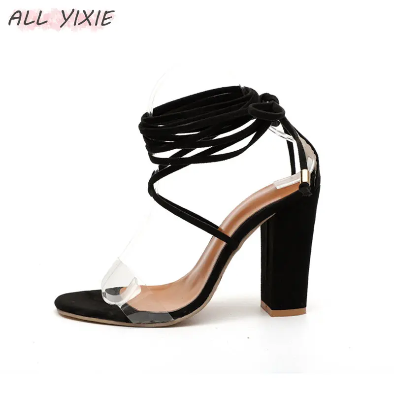 Black YIXIE/; женские босоножки с перекрестными ремешками; пикантные босоножки на высоком каблуке с открытым носком; Mujer Sandalias; Размеры 35-43; Large43 - Цвет: Black