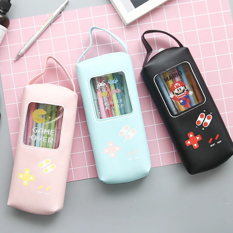 1 шт. милый чехол пенал Kawaii из искусственной кожи с окошком розовый синий