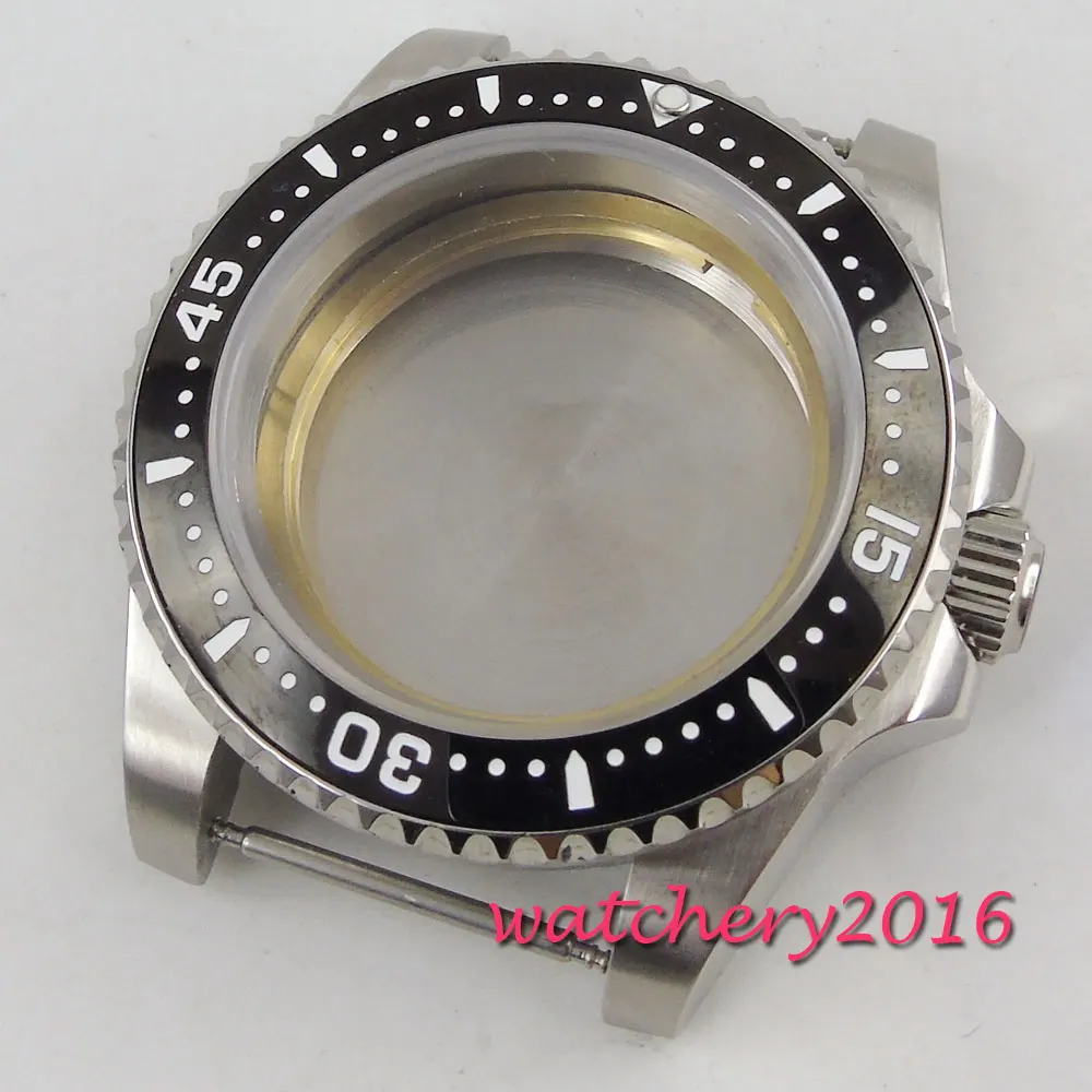 40 мм сапфировое стекло черный керамический ободок Дата часы Чехол подходит 2836