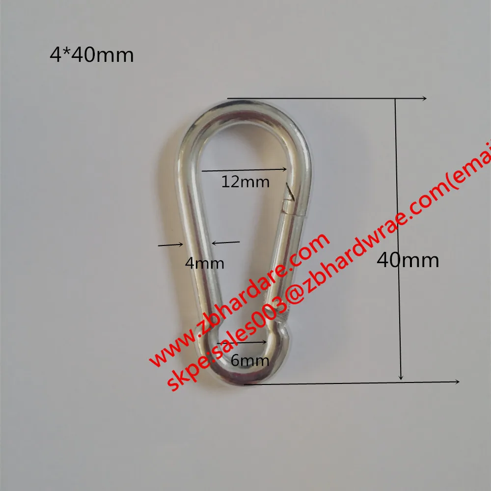 Пружинный зажим из нержавеющей стали 4 мм * 40 20 шт./лот|hook for|spring snap hooks steelhook carabiner |