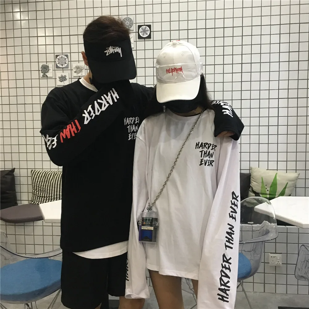 YouGeMan Футболка женская одежда Весна Осень корейский Ulzzang Harajuku с буквенным принтом длинный рукав футболка женская негабаритная футболка