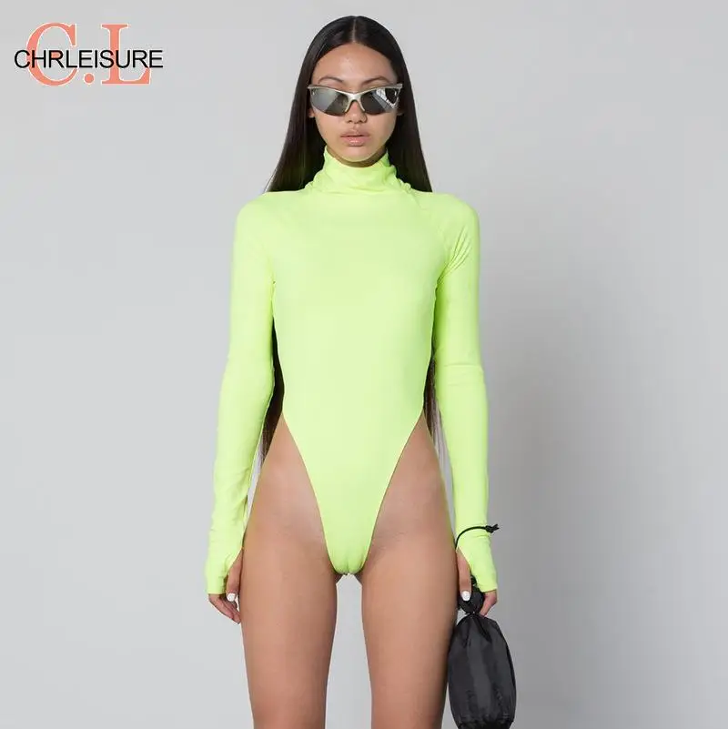 Женский Облегающий комбинезон CHRLEISURE повседневный с длинным рукавом и высоким