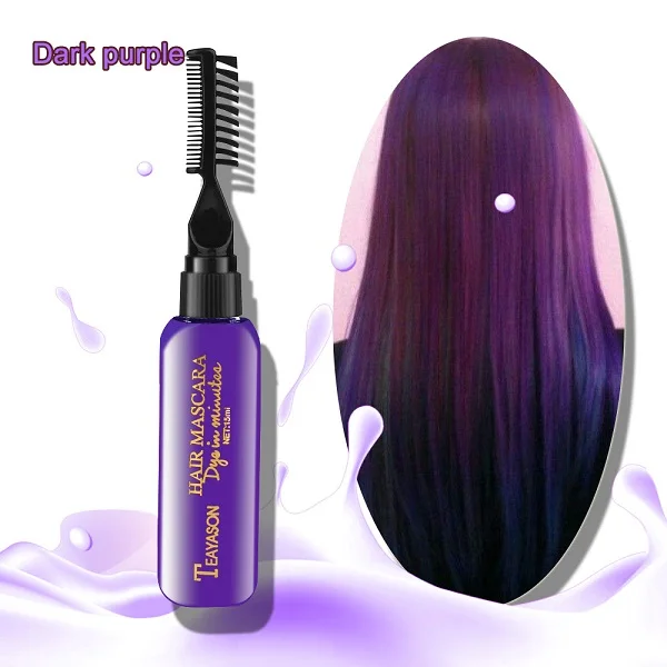 dark purple 13 цветов, модный крем-краска для волос, сделай сам, не повреждает волосы, легко чистится, Нетоксичная Временная тушь для ресниц, крем для волос, новое поступление - Цвет: dark purple