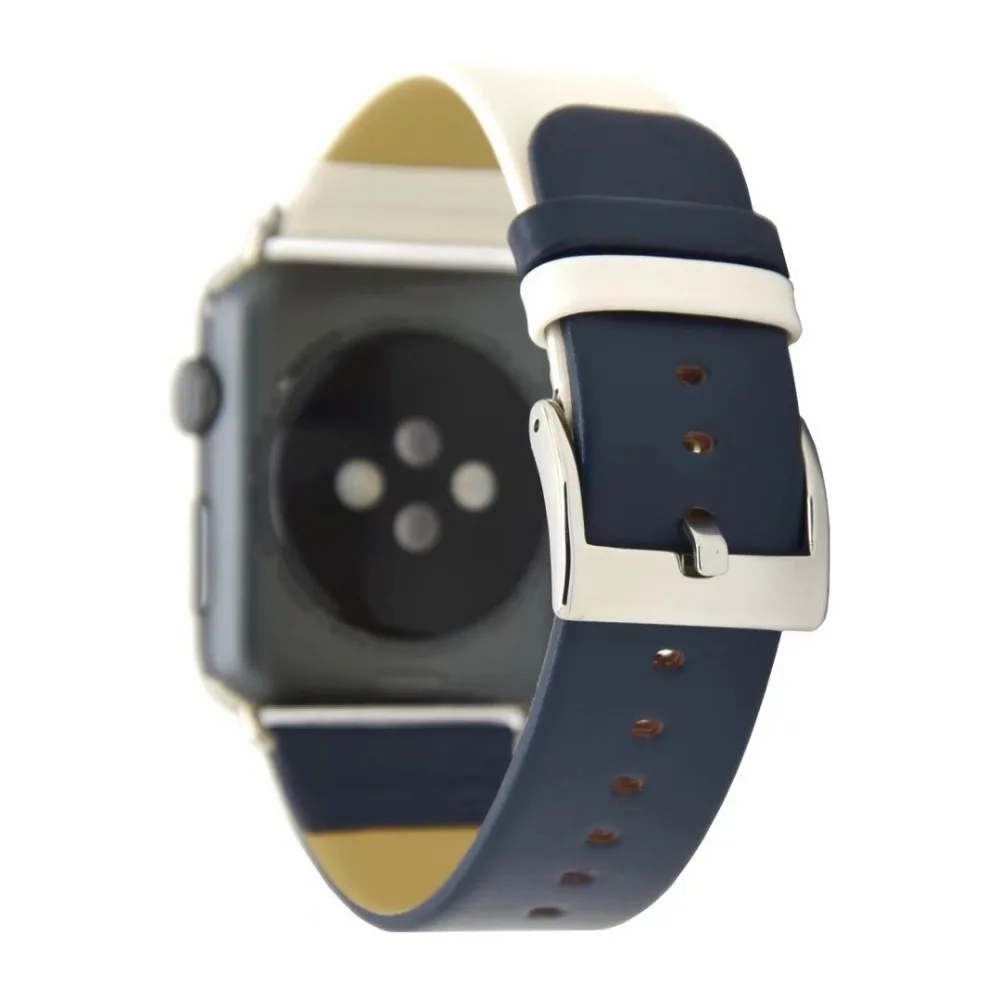 Модный двухцветный ремешок для часов для Apple Watch 38 мм 40 мм ремешок из натуральной кожи для iWatch 42 мм 44 мм Серия 1 2 3 4 браслет
