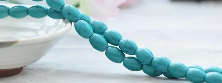 Joanlyn Natural Green Turquoise Beads 8x12mm Olive Shape 15 Inch Strand TQ53 | Украшения и аксессуары
