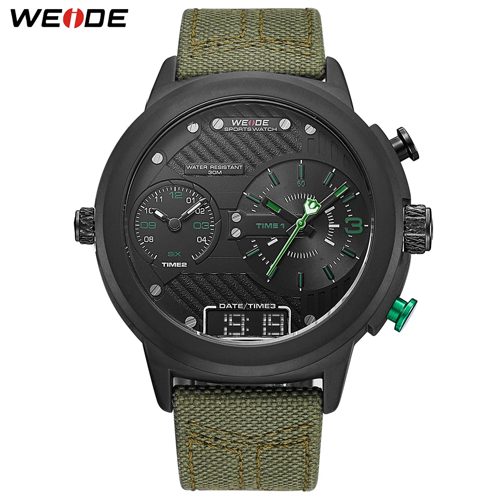 WEIDE мужской нейлоновый ремешок браслет наручные часы кварцевый механизм календарь несколько часовых поясов Автоматическая Дата Календарь Relogio Masculino