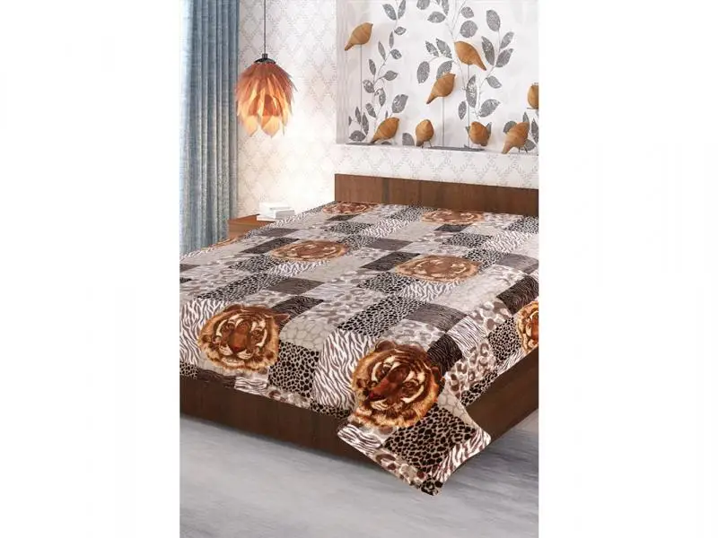 Плед полутораспальный ABSOLUTE Морды тигра 150*200 см бежевый | Дом и сад
