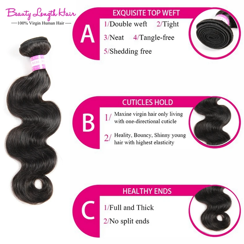 Бразильские Волосы Переплетения С Закрытием Бразильский Объемная Волна 3 Пучки