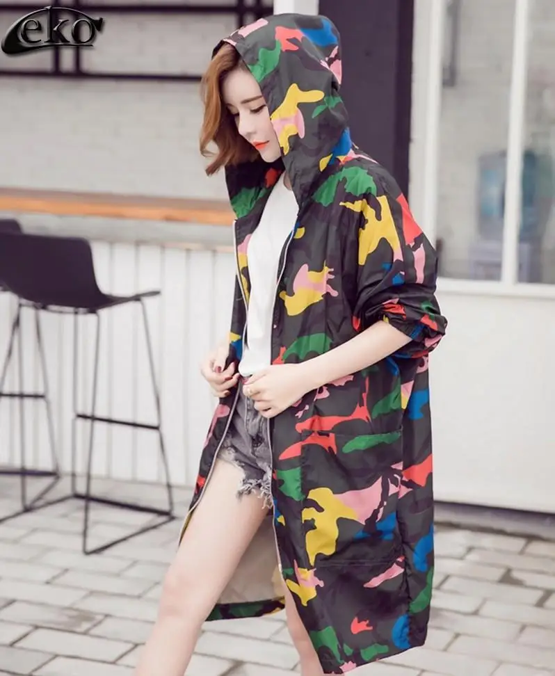 Тренчкот женский Камуфляжный с длинным рукавом карманами и принтом|print trench coat|trench
