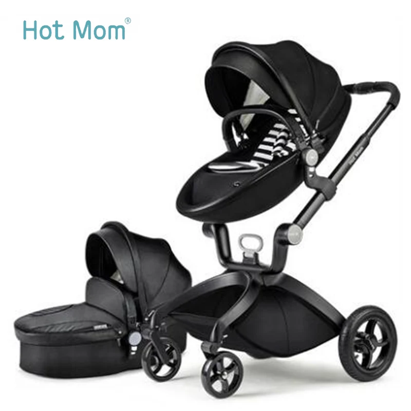 Hotmom кожаная корзина для сна черная коляска с высоким ландшафтом может сидеть или