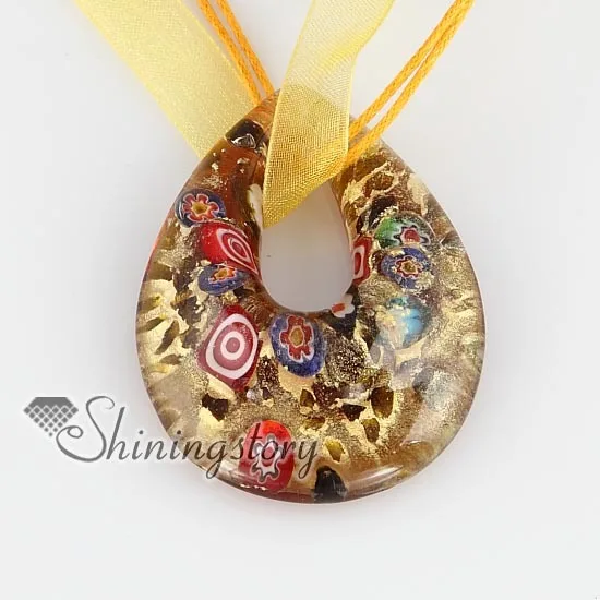 

teardrop Glitter millefiori Italian venetian lampwork glass pendants for necklaces jewelry cheap fashion jewellery