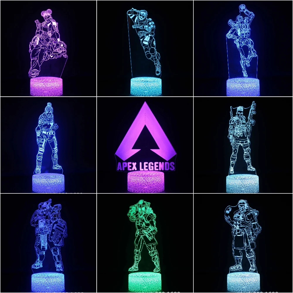 Детский светодиодный ночник APEX Legends, рисунок героя, ночной Светильник для детской спальни, Wraith Pathfinder Octane Mirage Lifeline, ночной Светильник
