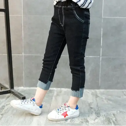 Весенние джинсовые брюки для девочек 2017 детские джинсы детская одежда малышей