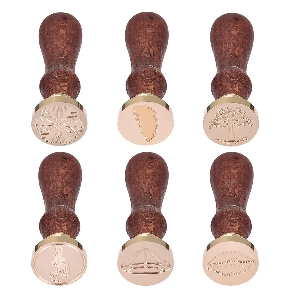 Штамп Деревянный в стиле ретро 6 дизайнов под старину металл восковая печать