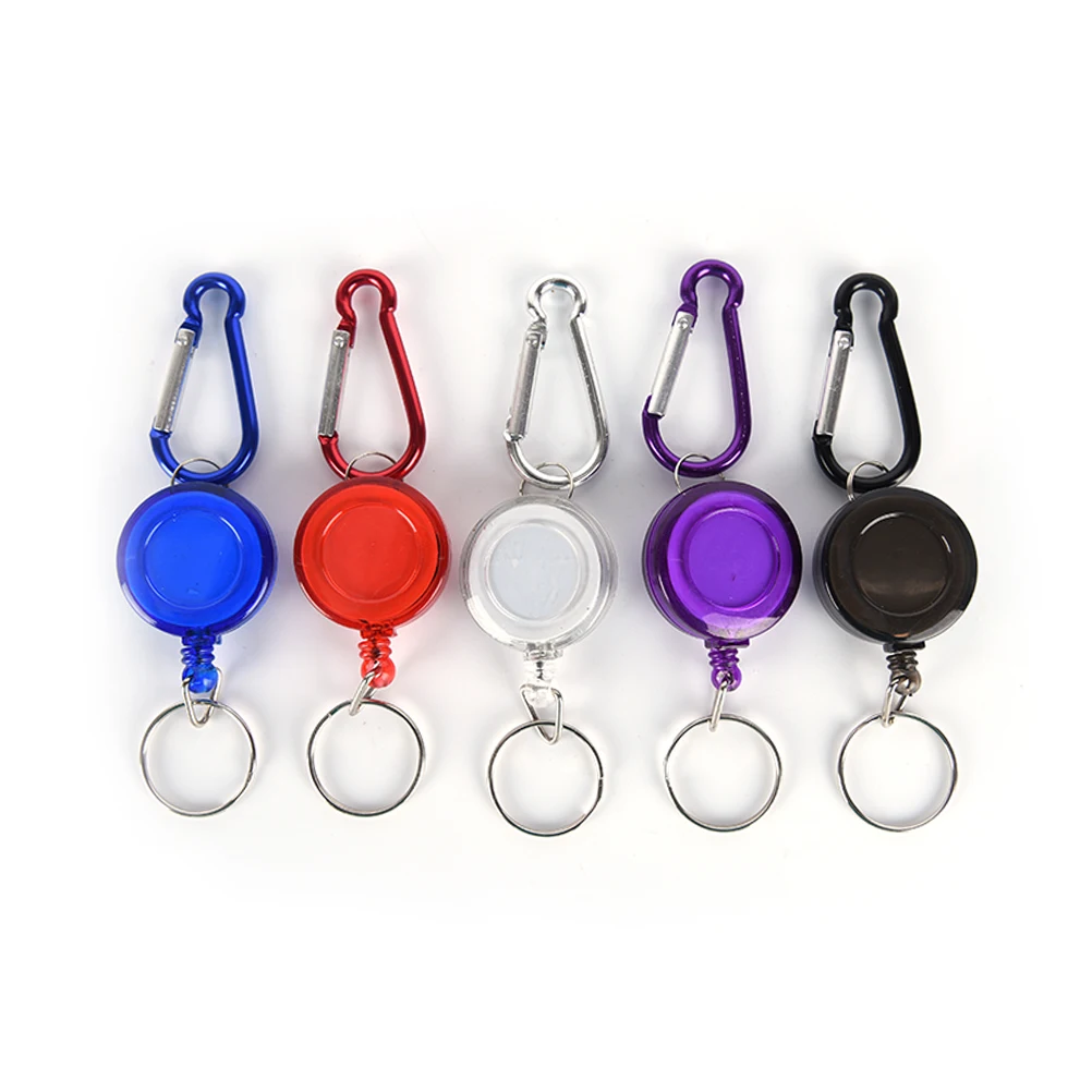 

Key Chain outdoor tools 1Pcs muliti functional Carabiner Badge Spreader Recoil Retractable Reel Strap Belt Clip 5 Colors