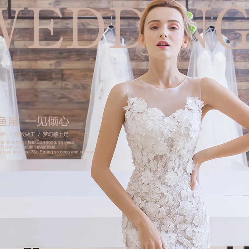 Real Photo Платье De Noiva Renda Vintage Свадебные Платья 2017 Русалка Белый Свадебное Casamento С 3D