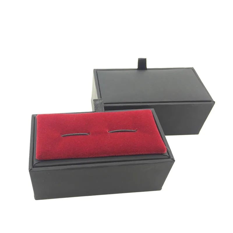 black with inner red Запонки коробка для ювелирных изделий Подарочная коробка Gemelos зажим для галстука коробка для хранения запонки чехол - Цвет: black with inner red