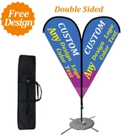 custom double sided teardrop flags for businesschristmascoffeehair salonincludes pole kitcrossbasecarrybagwater bag