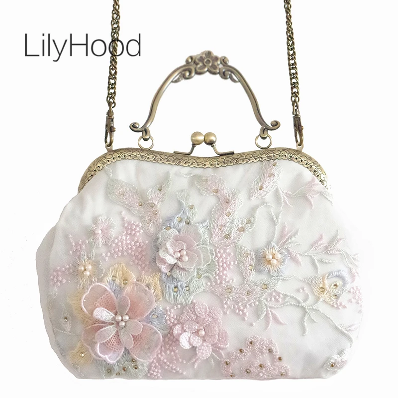 LilyHood 2020 Летняя женская розовая сумка через плечо с цветочной вышивкой Женская
