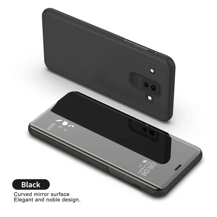 Black Сенсорный Чехол-подставка чехол для samsung A9 звезды примечание 9 8 5 S9 S8 S7 S6 Edge Plus A6 A8 J6 J8 A3 A5 A7 зеркало 360 Полное покрытие - Цвет: Black