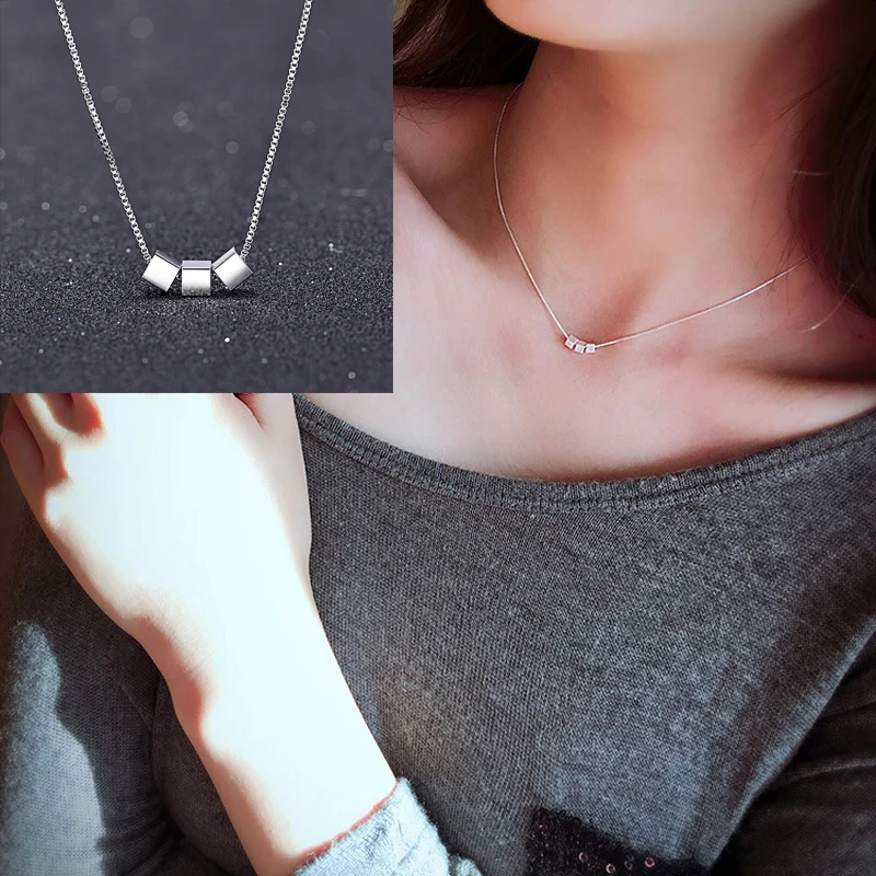 

2020 New Tiny Titanium Choker Women Silver Color Necklaces Bijoux Fashion Wedding Pendant Chains Necklace For Women Jewelry Gift
