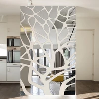 removable 3d diy mirror wall stickers tree bedroom living room decoration tv background wall decor acrylic stickers mirror paste