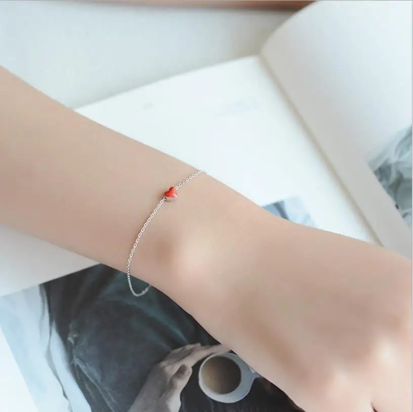 

Everoyal Cute Red Heart Silver Anklets For Women Jewelry Trendy Silver 925 Bracelets Girl Lady Wedding Accessories Fashion Gift