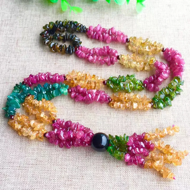 Ожерелье из натурального турмалина jourssnow с бусинами неправильной формы цепочка