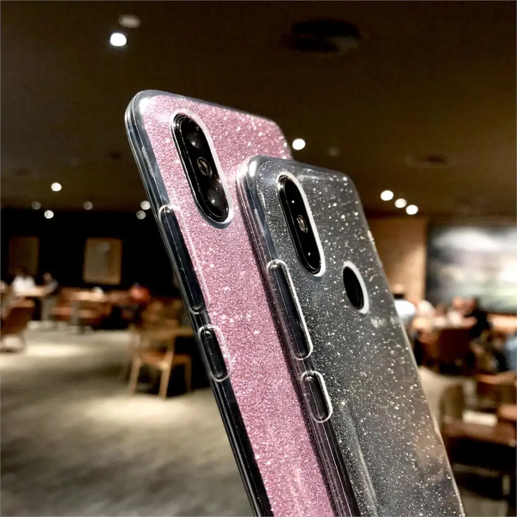 Glitter 2 in 1 TPU Silicone Case ON For XiaoMi RedMi 6 Pro 6A 5 5A 4A 3S Note 3 4 4X Plus iphone XS MAX XR X 6s 7 8 Cover |