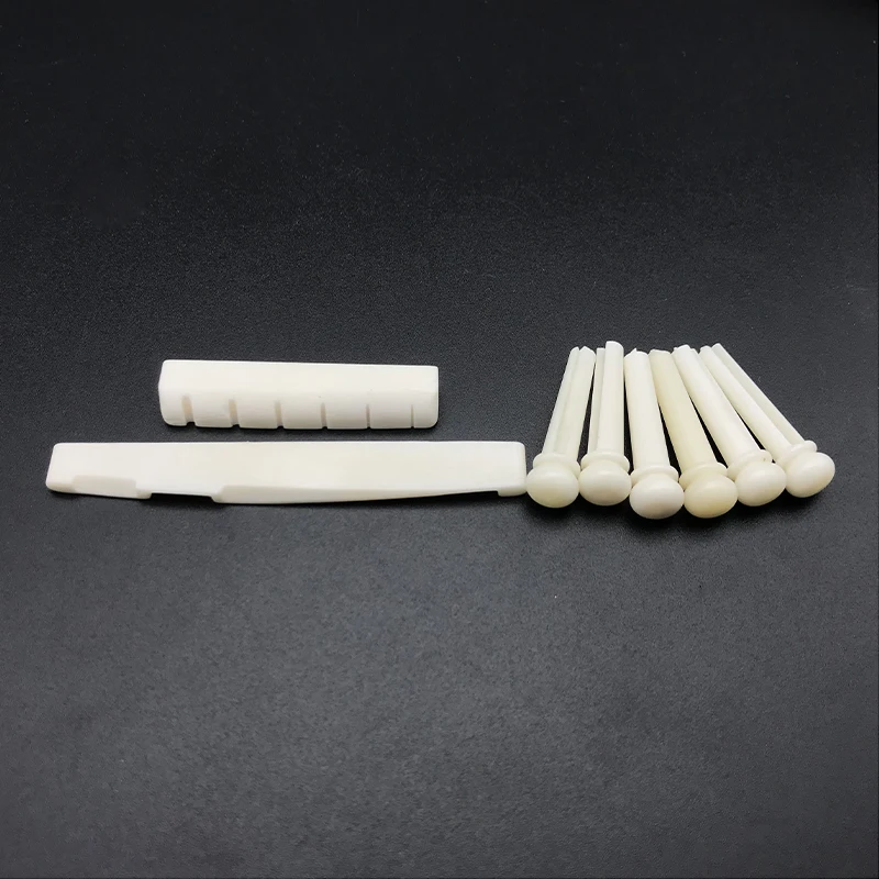 Bone A Kit 6 шт. Акустическая гитара палисандр чистая кость/черное дерево/розовое дерево/Cocobolo Мост Pin набор из чистой кости мост Гайка Седло - Цвет: Bone A Kit