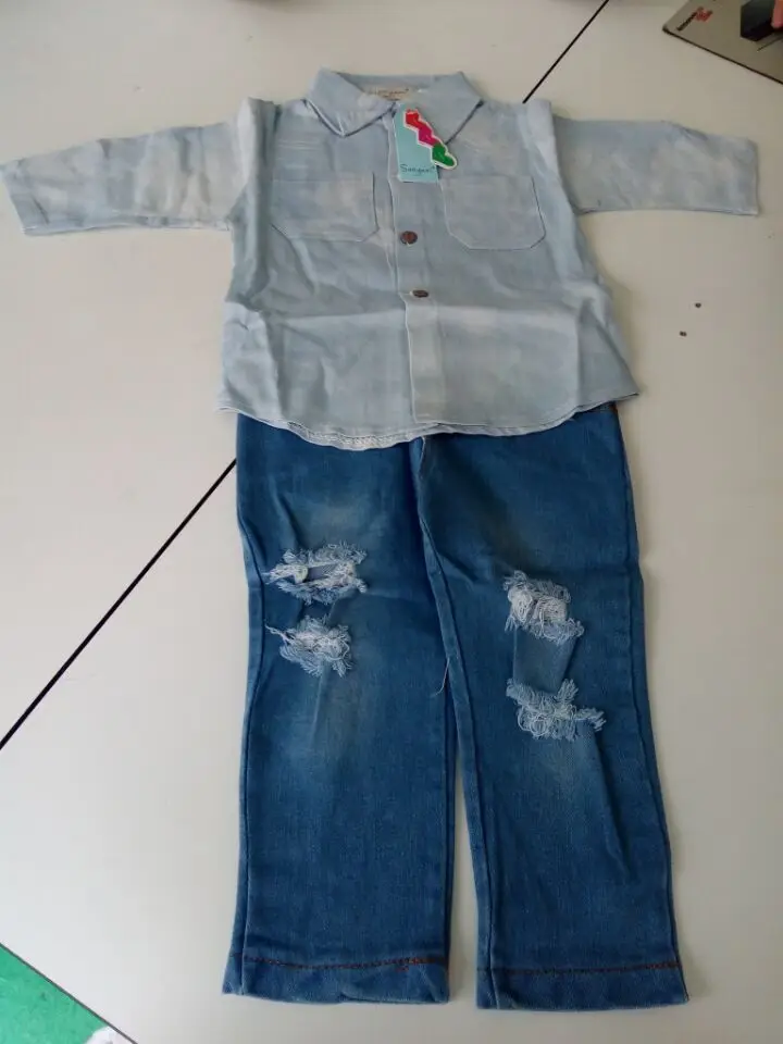 (Повезло магазин) детская одежда спортивный костюм демин футболка + джинсы набор |