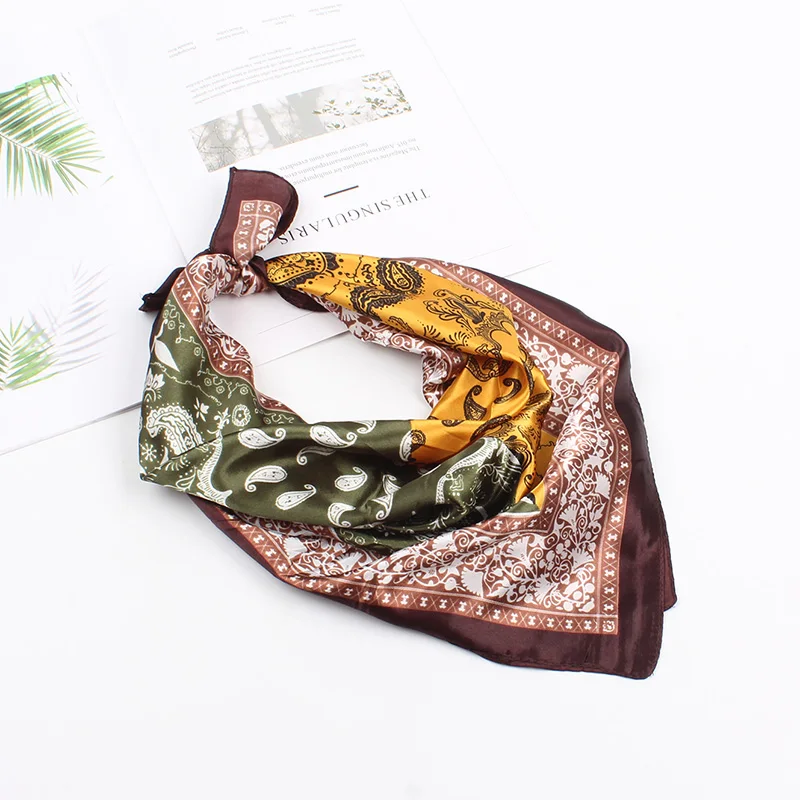 New Fashion Women Square Scarf Vintage Print Headband Handkerchief Hair Band Neckband |