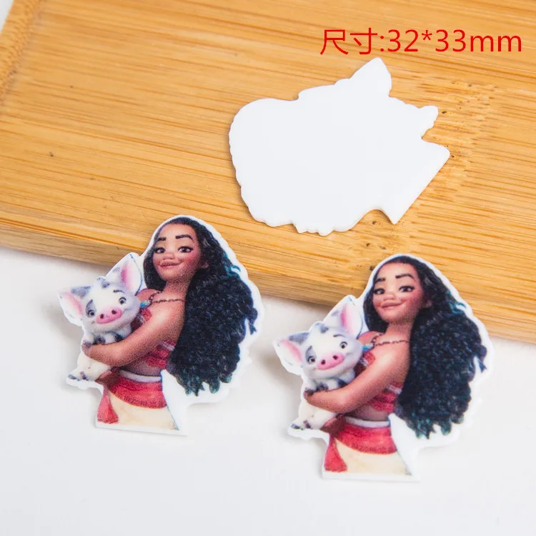 Каваи акриловые волосы лук ювелирные аксессуары Моана принцесса фигурка плоский