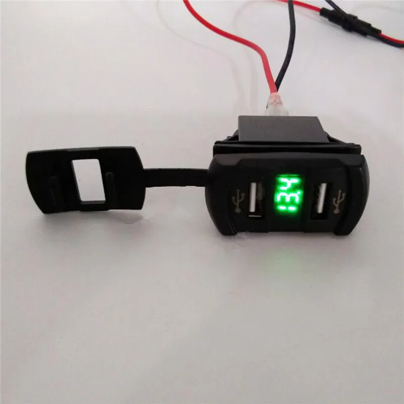 Зеленый KOWELL 12 В 4.2A автомобильный мото двойной порт 2USB зарядное устройство адаптер розетка разветвитель светодиодный вольт метр измеритель напряжения переключатель панель - Название цвета: Зеленый