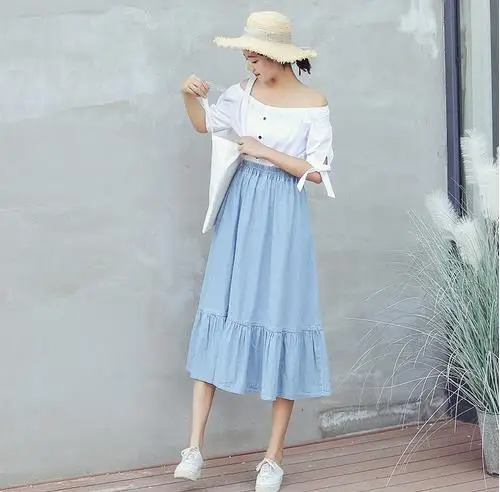 Женские прямые джинсы faldas mujer moda синие шорты с высокой талией и эластичной