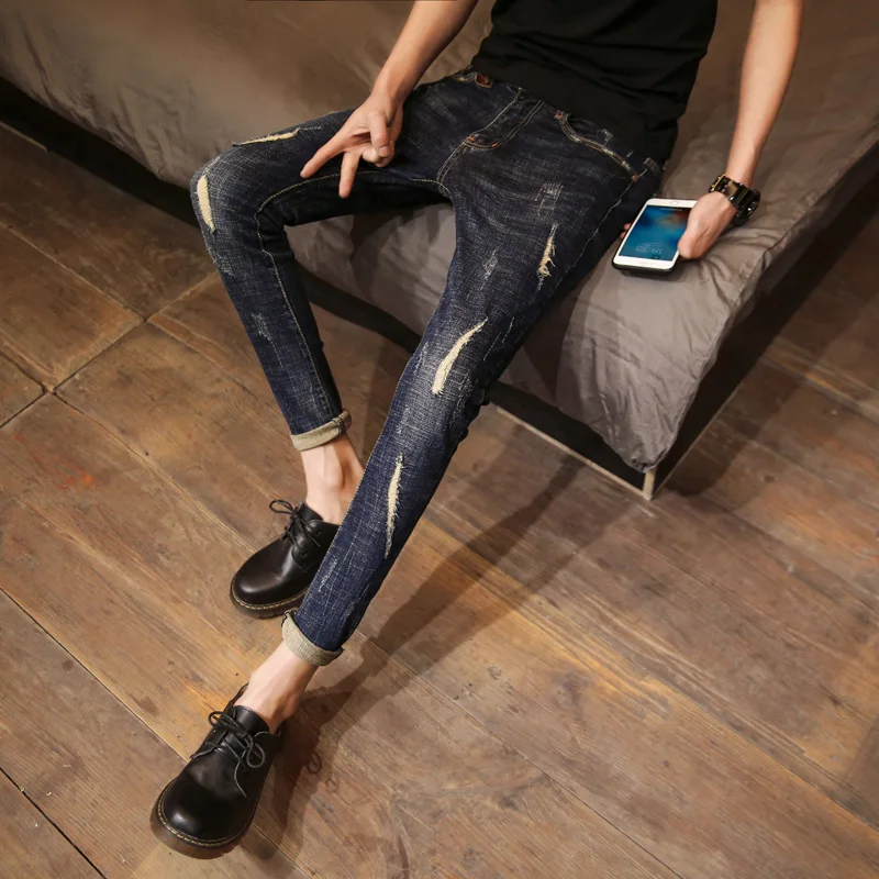 Лидер продаж Ретро синие джинсы Для мужчин Фирменная Новинка одежда 2019 Slim Fit