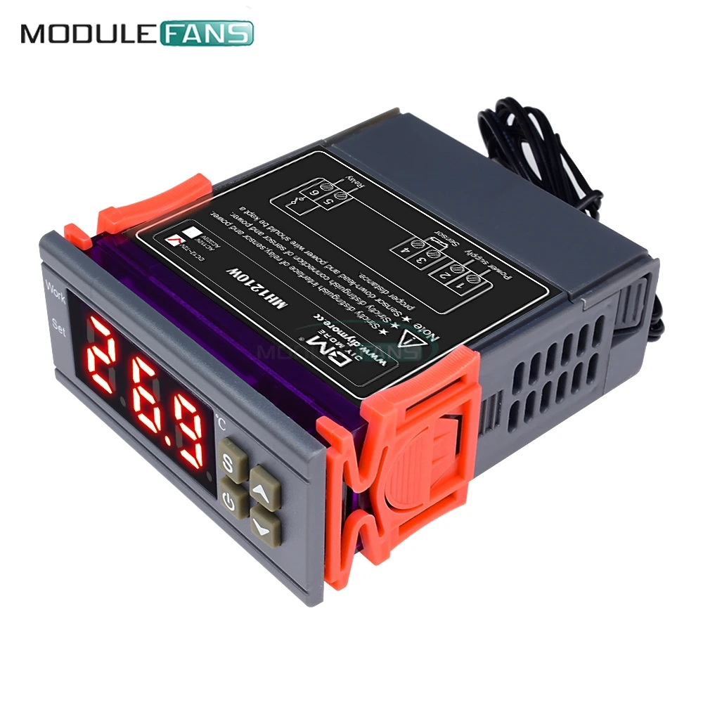 Цифровой регулятор температуры MH1210W 90-250V 10A 220V термостата с датчиком-50 ~ 110C